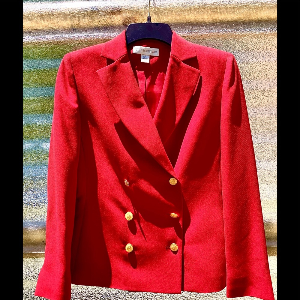 Petite Sophisticate Red Double Breasted Blazer